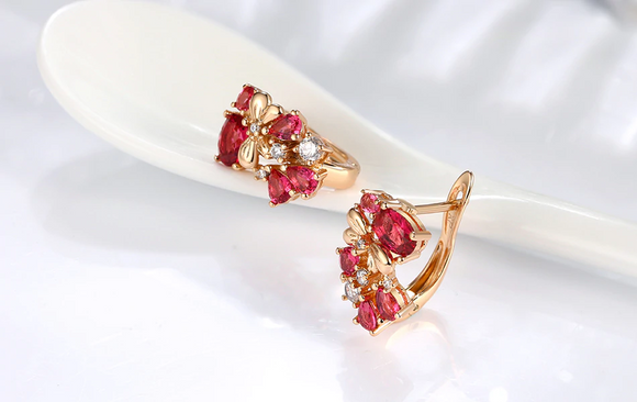 2.5ct Oval Cut Pink Ruby Bowknot Party Wear Drop Earrings 14k Rose Gold Finish