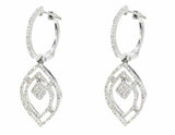 0.2ct Round Diamond Vintage Inspired Pave Leaf Drop Earrings 14k White Gold Over