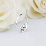 0.75ct Oval Cut Pink Ruby Engagement Ring Minimalist Crown 14k White Gold Finish