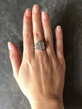 2.6ct Engagement Ring Round Cut Diamond Cluster Floral 14k White Gold Finish