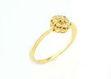 Floral Minimalist Engagement Ring 1.5ct Round Cut Diamond 14k Yellow Gold Finish