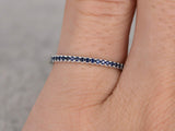 0.8ct Round Cut Blue Sapphire Wedding Band Ring Anniversary 14k White Gold Over