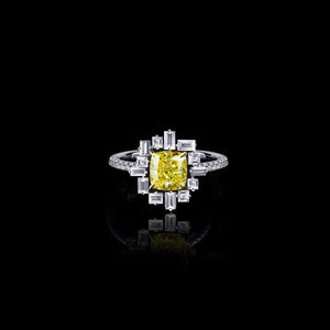 2ct Cushion Cut Yellow Sapphire Cocktail Gatsby Party Ring 14k White Gold Over