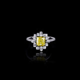 2ct Cushion Cut Yellow Sapphire Cocktail Gatsby Party Ring 14k White Gold Over