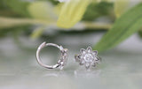 Sparkle Flower Hoop Earrings 0.62ct Round Cut VVS1 Diamond 14k White Gold Finish