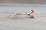 1.2ct Emerald Cut Peach Morganite Solitaire Engagement Ring 14k Rose Gold Finish