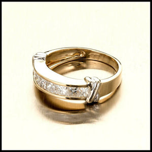 2ct Princess Diamond Wedding Band Half Eternity Channel Set 14k Yellow Gold Over