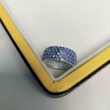 3ct Wedding Band Round Blue Sapphire Cluster Full Eternity 14k White Gold Finish