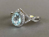 2ct Pear Cut Blue Aquamarine Halo Infinity Engagement Ring 14k White Gold Finish