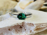 0.9ct Engagement Ring Oval Cut Green Emerald Solitaire Women 14k White Gold Over