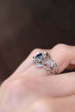 1ct Round Blue Sapphire Engagement Ring Flower Leaf Solitaire 14k WhiteGold Over