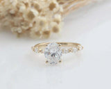 1.5ct Oval Diamond Engagement Ring Marquise Accent Solitaire 14k YellowGold Over