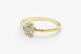 0.4ct Engagement Ring Marquise Diamond Cluster Minimalist 14k Yellow Gold Finish