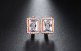 2ct Radiant Cut VVS1D Diamond Halo Solitaire Drop Earrings 14k Rose Gold Finish