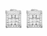 1.5ct Round Cut Diamond Elegant Square Cube Stud Earrings 14k White Gold Finish