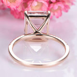 2.1ct Emerald Cut Morganite Engagement Ring Diamond Accents 14k Rose Gold Finish