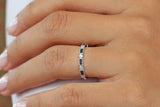 1ct Baguette Cut Blue Sapphire Half Eternity Wedding Band 14k White Gold Finish