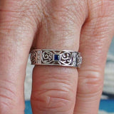 2.1ct Princess Blue Sapphire Wedding Band Vintage Filigree 14k White Gold Finish