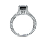 3Ct Princess Cut Black Diamond Split Shank Solitaire Ring 18K White Gold Finish