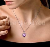 1ct Heart Simulated Amethyst Solitaire Pendant 14k White Gold Plated NO CHAIN