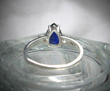 2ct Pear Cut Blue Sapphire Diamond Trilogy Engagement Ring 14k White Gold Finish