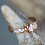 2ct Oval Cut Peach Morganite Engagement Ring 18k RoseGold Over Accent Solitaire