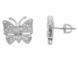 0.25ct Round Cut VVS1 Diamond Butterfly Stud Earrings Women 14k WhiteGold Finish