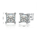 1.5ct Princess Cut VVS1D Diamond Solitaire Stud Earrings 14k White Gold Finish