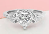 1ct Heart Simulated Diamond Three Stone Engagement Ring 14k White Gold Plated