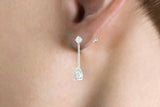 2ct Pear Round Cut Chain Vertical Drop Dangle Earring Women 14k WhiteGold Finish