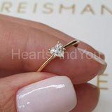 0.2ct Heart Simulated Diamond Minimalist Engagement Ring 14k Yellow Gold Plated