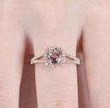 1.5ct Round Cut Peach Morganite Split Shank Engagement Ring 14k Rose Gold Finish