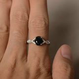 1.3ct Oval Cut Black Diamond Engagement Ring 14k White Gold Finish Unique Design