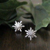 Snowflake Stud Earrings 1.3ct Baguette Cut VVS1D Diamond 14k White Gold Finish