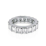 4Ct Emerald Cut Diamond Unique Full Eternity Wedding Band 18K White Gold Finish