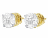 1ct Marquise Cut VVS1D Diamond Flower Stud Earrings Women 14k Yellow Gold Finish