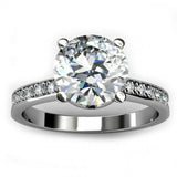 2ct Round Cut Diamond Solitaire w Accents Engagement Ring 14k White Gold Finish