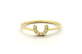 Horseshoe Engagement Ring 0.5ct Round Cut VVS1D Diamond 14k Yellow Gold Finish