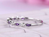 1ct Marquise Cut Purple Amethyst Wedding Band Half Eternity 14k WhiteGold Finish