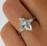 2Ct Marquise Diamond Trilogy Engagement Ring 14K White Gold Over Baguette Accent