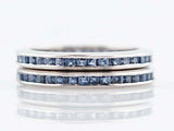 1.2ct Princess Cut Blue Sapphire Wedding Band Ring Eternity 14k White Gold Over