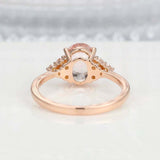 2ct Oval Cut Peach Morganite Solitaire with Round Accent Ring 14k Rose Gold Over