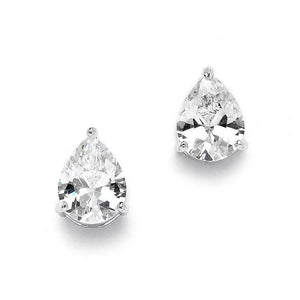 1Ct Pear Cut Diamond Classic Stud Solitaire Women Earrings 14K White Gold Finish