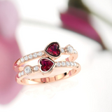 2ct Heart Cut Red Garnet Engagement Ring 14k Rose Gold Over Heart Shape Eternity