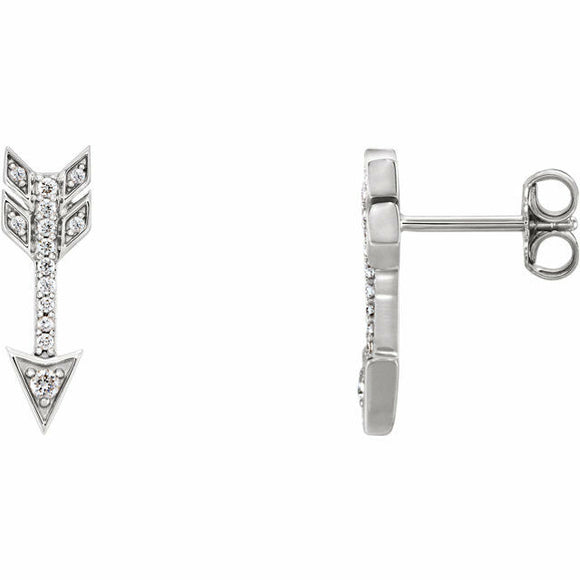 0.5ct Round Cut VVS1 D Diamond Arrow Stud Earrings Women 14k White Gold Finish