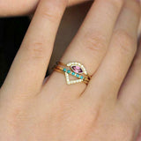 1ct Marquise Cut Pink Ruby Engagement Ring 14k Yellow Gold Finish Egyptian Crown