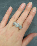 2.6ct Engagement Ring Round Cut Blue Aquamarine Floral Design 14k WhiteGold Over