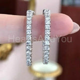 2.5ct Round Cut Moissanite Inside Out Party Hoop Earrings 14k White Gold Plated