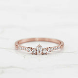 Five Stone Solitaire Engagement Ring 0.4ct Round Cut Diamond 14k RoseGold Finish