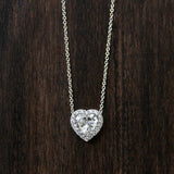 1.7ct Heart Cut Diamond Heart Halo Bridal Pendant 14k White Gold Finish NO CHAIN